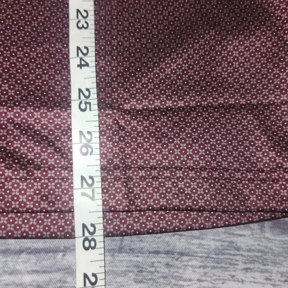 Con.Struct Dot Print Henley Shirt Slim Fit Long Sleeve‎ Burgundy Size L